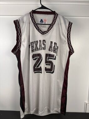 VTG SPORTS BELLE Texas A&M Maroon & White Basketball Jersey - #25 Xl